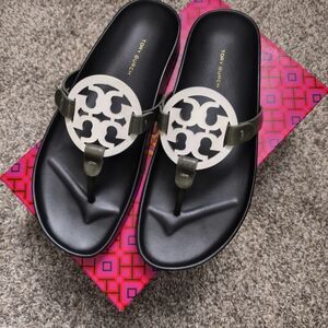 Tory Burch Miller Cloud Leccio Black Ivory size 8.5